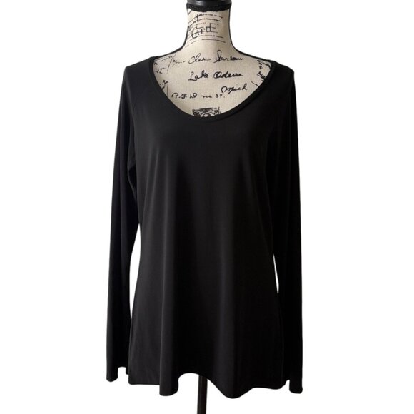 Norma Kamali Black Top Long Sleeve Stretch Minimalist Womens Size XXL - Picture 1 of 8